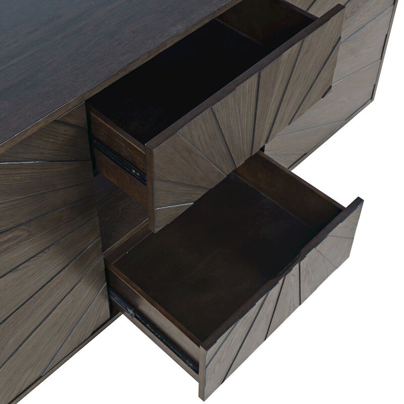 Jofran Reece 60 Mid-Century Modern Starburst TV Stand Console Storage Cabinet