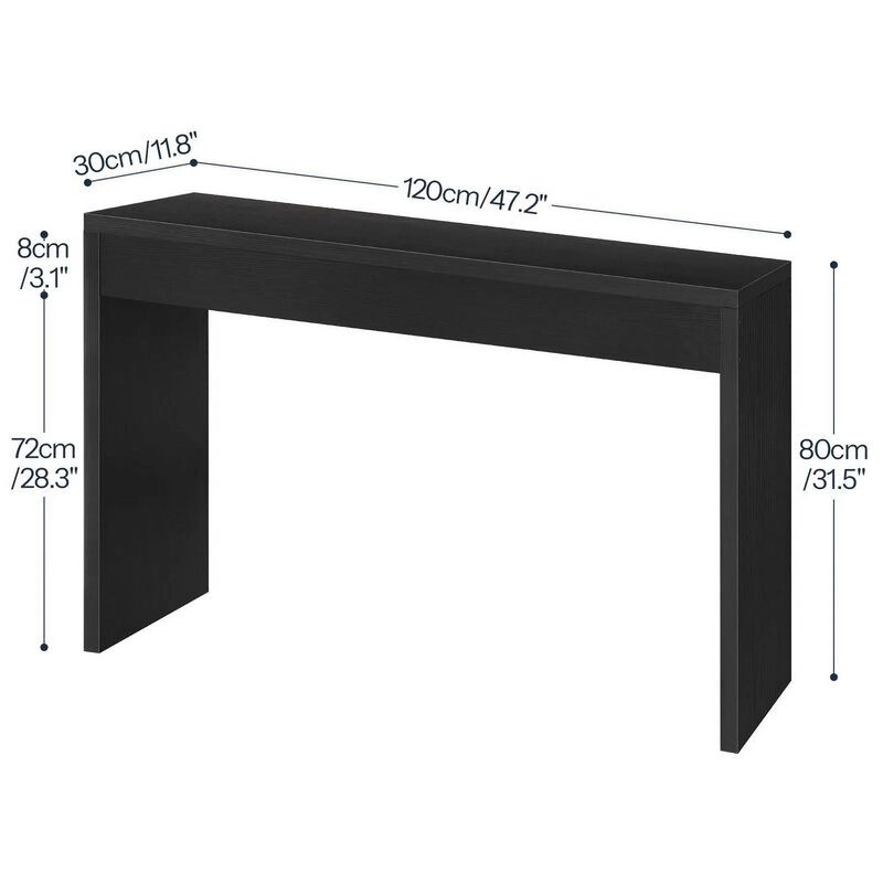 Narrow Console Table with Open Storage for Entryway and Living Room-Black image number 2