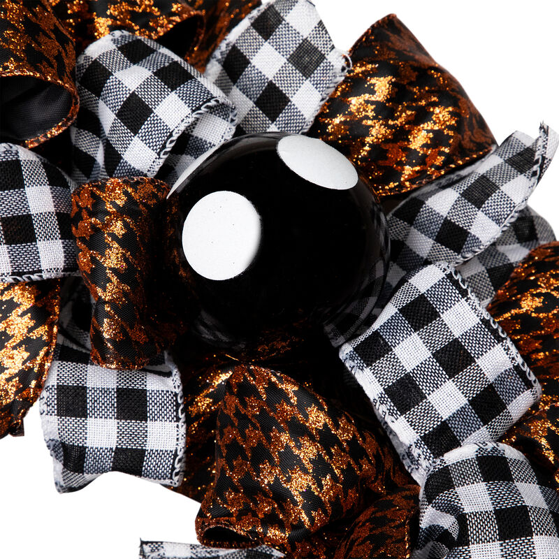 Orange and Black Witch with Bows Halloween Wreath  24-Inch  Unlit image number 4
