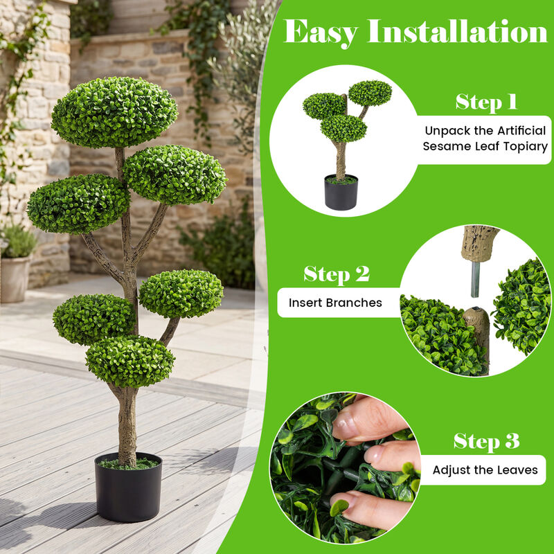 Indoor Outdoor 6-Ball Topiary Tree Set of 2 with Weighted Pot Base image number 6