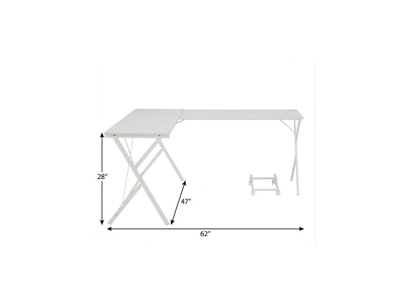 HomeRoots 62" White L Shape Computer Desk image number 3