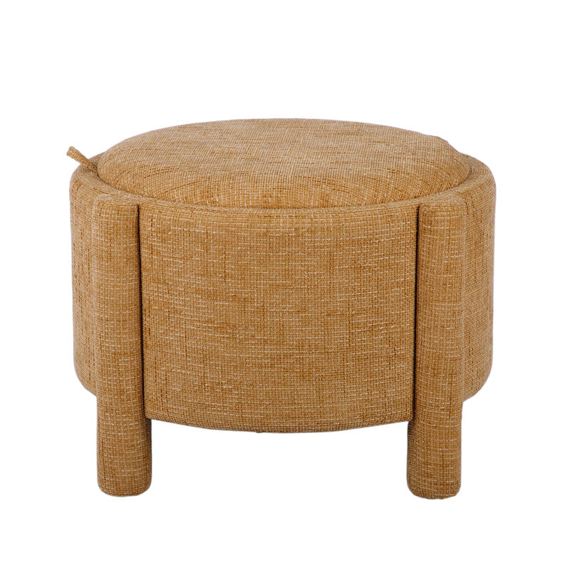 Bellamy Curry Chenille Storage Stool With Reversible Tray Top image number 0