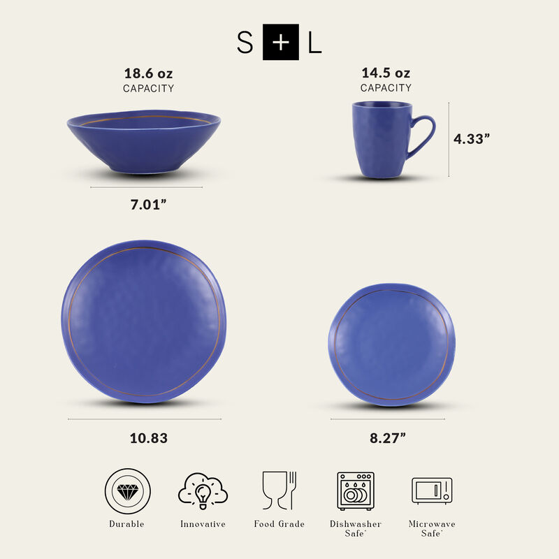 Stone Lain Clara Porcelain 16 Piece Dinnerware Set