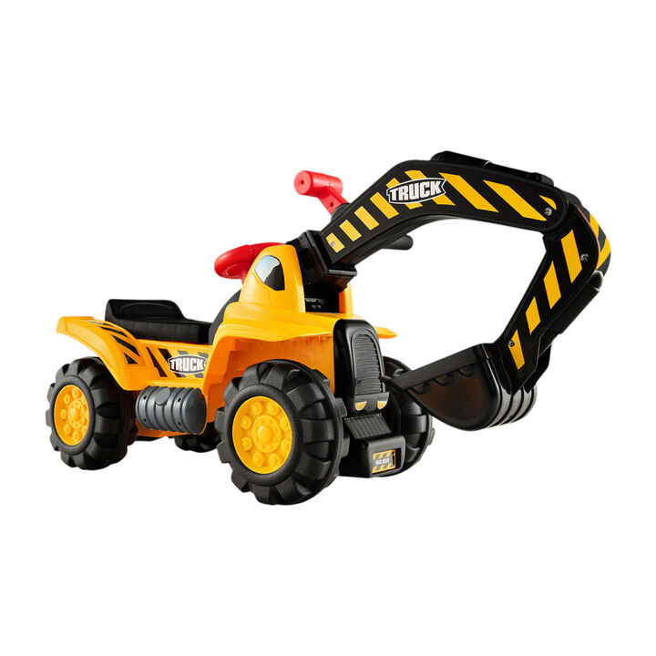 Kids Ride On Bulldozer Digger Toy with Safety Helmet and Working Shovel