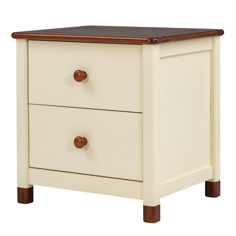 Wooden Nightstand with Two Drawers for Kids, End Table for Bedroom