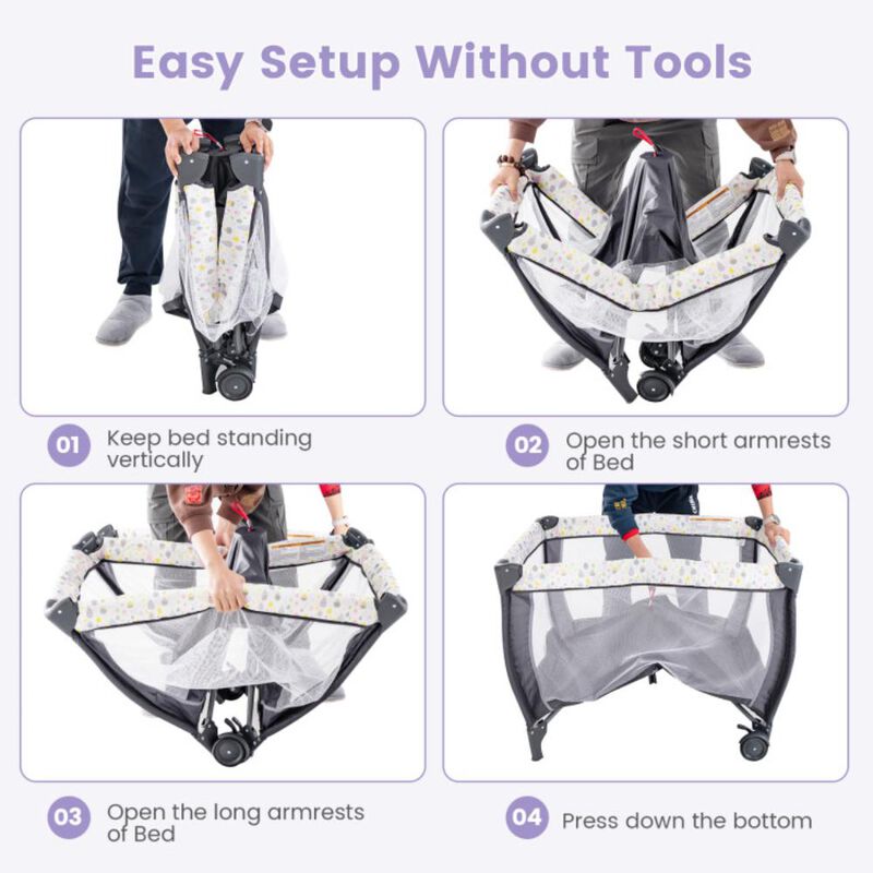 Hivvago Portable Baby Playard with Changing Table Bassinet and Music Box