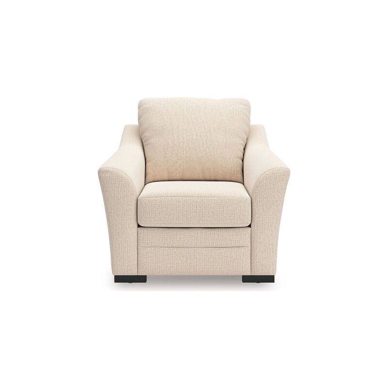 Jimy Sofa Armchair, Flared Arms and Reversible Cushions, Ivory Polyester image number 2
