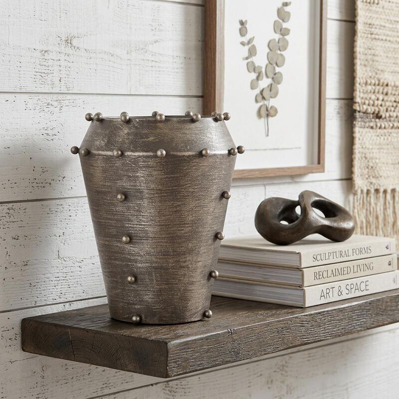 HomeRoots 9" Silver Metal Table Vase image number 1