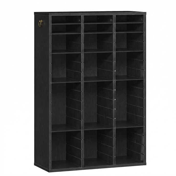 Document Sorting Shelf with 48 Compartments for Documents, Files and Paper-Black