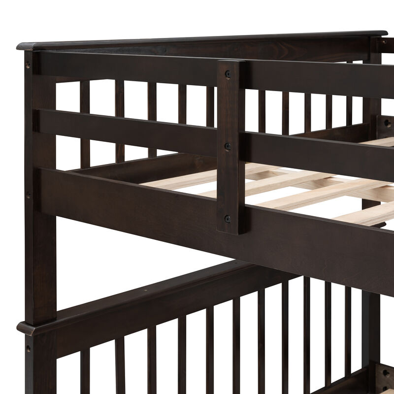 Merax Storage Bunk Bed Trundle Bed with Guard Rail