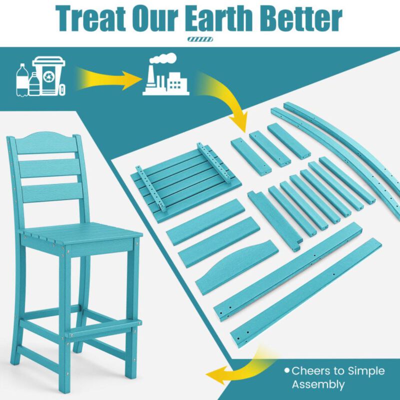 Hivvago Counter Height HDPE Bar Stool with Backrest and Footrest