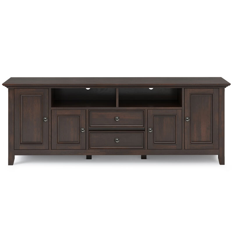 Amherst 72 inch Wide Solid Wood Transitional TV Stand in Brunette Brown
