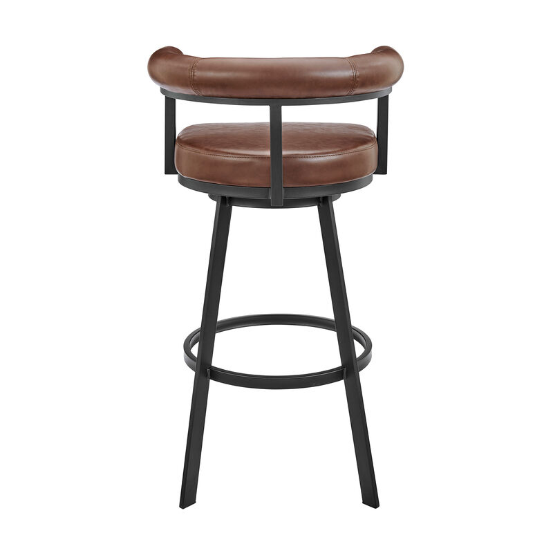 Nolagam Swivel Stool in Brushed Stainless Steel with Black Faux Leather