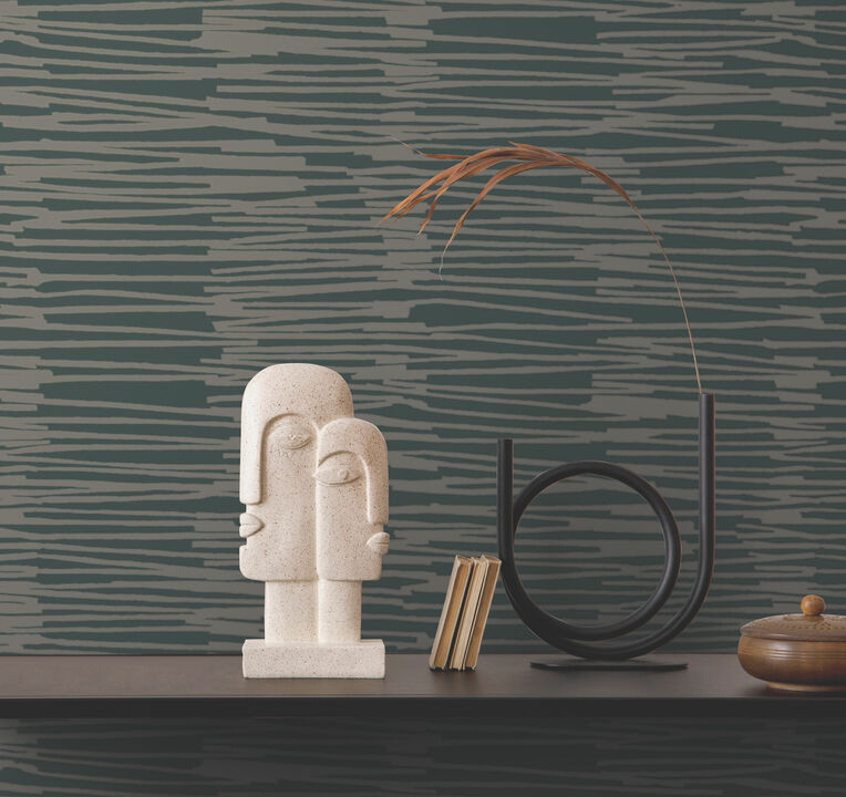 Water Reed Thatch Forest & Silver Wallpaper
