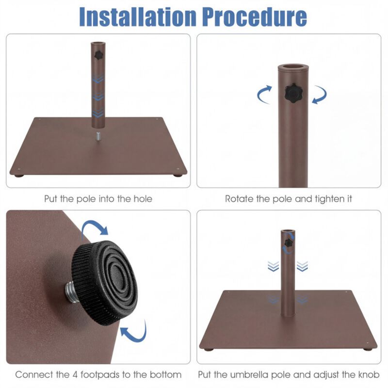 20 Inches Patio Umbrella Base Stand with 4 Adjustable Footpads image number 5