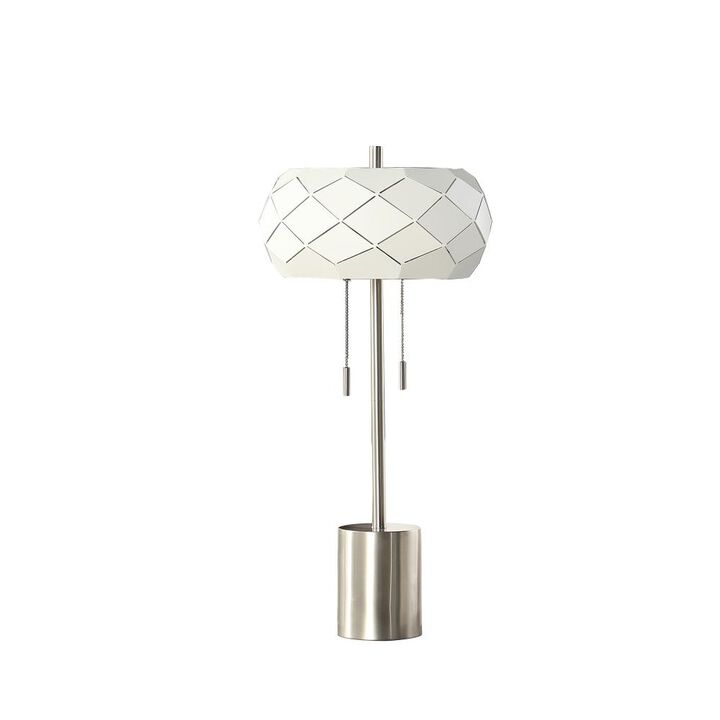 Hivvago 28" Silver Metal Table Lamp With Geometric Laser Cut Metal Shade