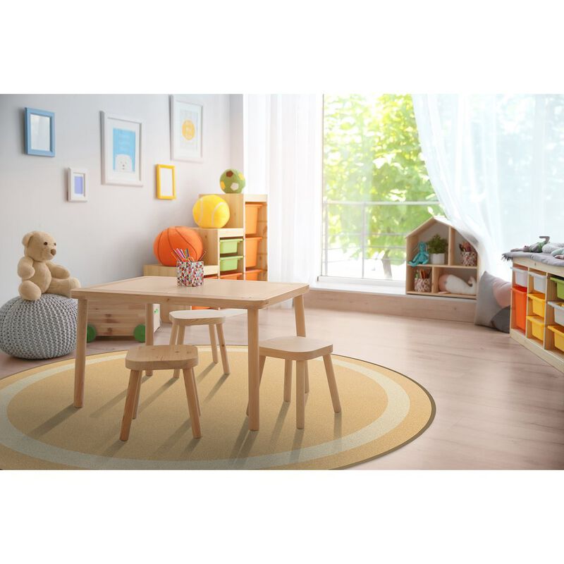 Joy Carpets Kid Essentials Portrait 5'4 Round Area Rug in Color Heather