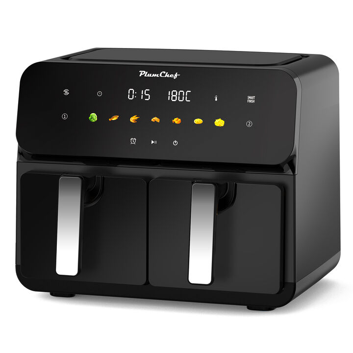 10QT Dual Air Fryer, 2&times;5QT Double Basket, 1700W Rapid Airflow Digital Air Fryer, Family Size for 4-6