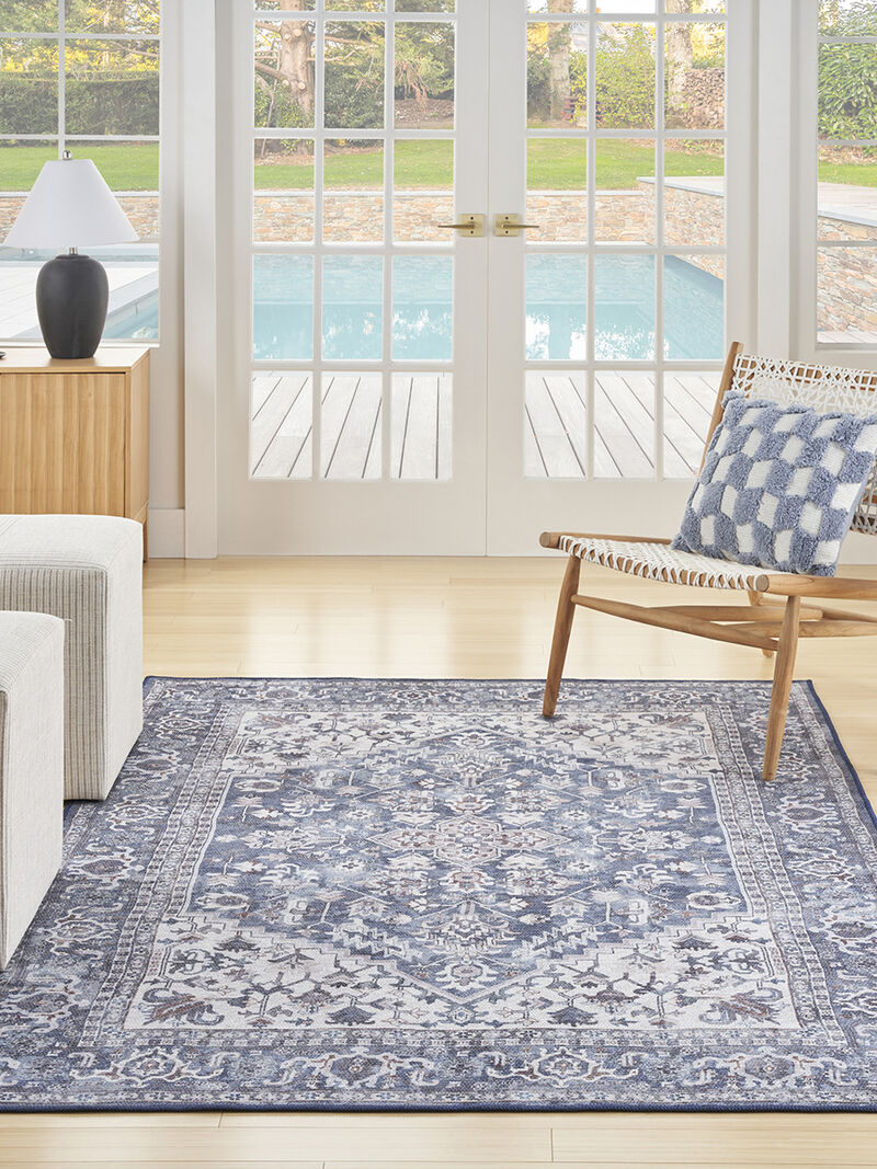Machine Washable Series 1 SR104 Navy/Ivory 6' x 9' Rug