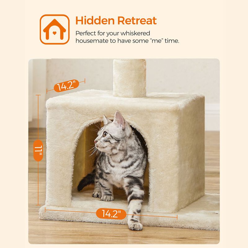 Cat Tree with Sisal-Covered Scratching Posts and 2 Plush Condos image number 4