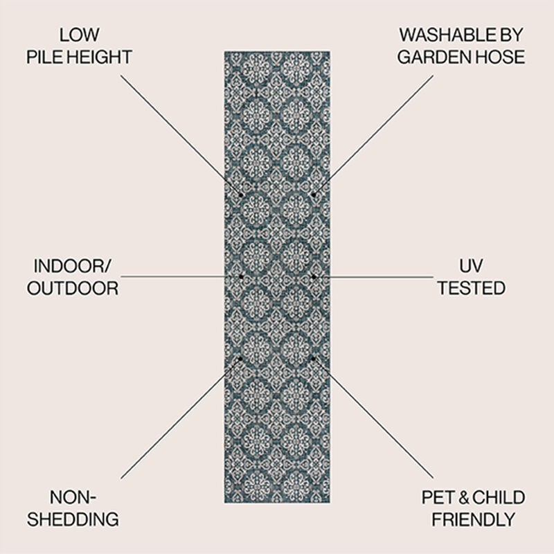 Amora Traditional Mediterranean Tile Design Indoor/Outdoor Area Rug