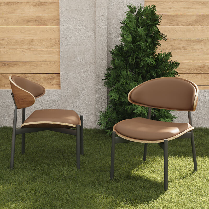 Leather Dining Chair with Wooden Frame & Metal Legs 2-piece 20.47"