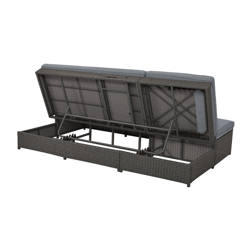 Whisen Outdoor Loveseat, PE Rattan with Adjustable Backrest & Cup Holders, for Patio & Garden image number 2