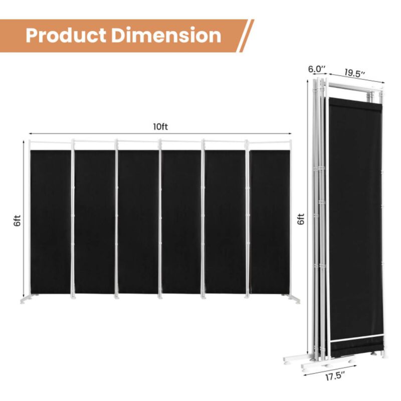 Hivvago 6-Panel Room Divider Folding Privacy Screen