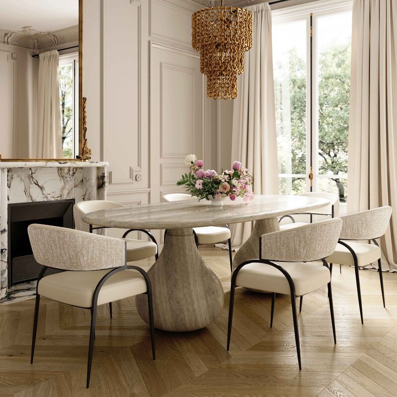 Tatum Cream Vegan Leather 2-Tone Dining Chair