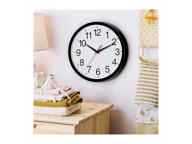 Black Wall Clock 14 Inch Silent Non Ticking Modern Battery Operated image number 3