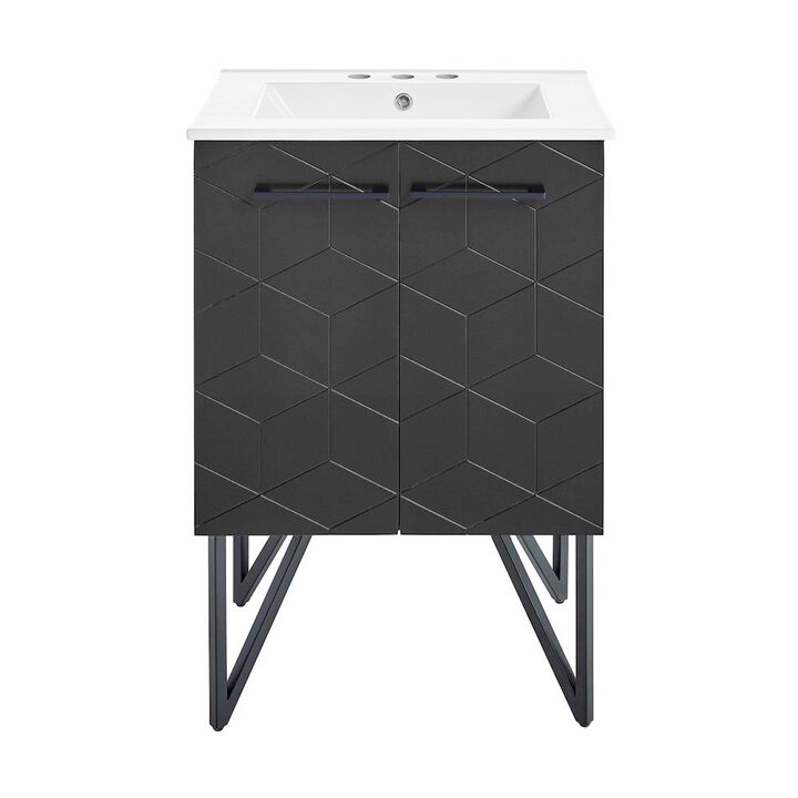 Annecy 24 in. Phantom Black Bathroom Vanity with 3-Hole Ceramic Sink Top