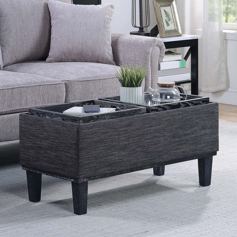 Convenience Concepts Designs4Comfort Brentwood Storage Ottoman with Reversible Trays, Gray