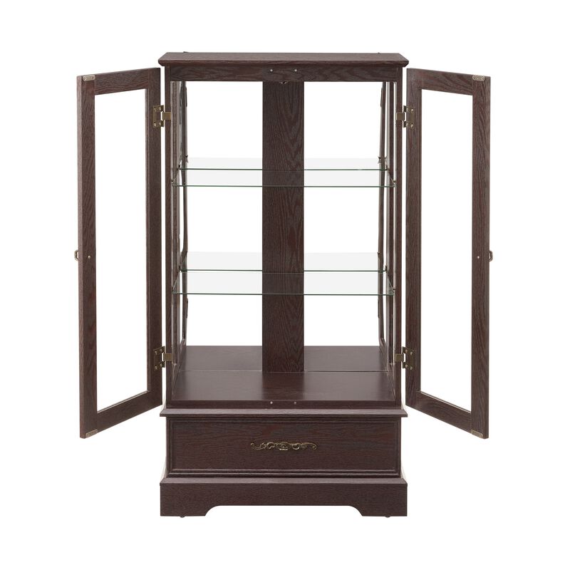 25.98 in. Display Cabinet with 1 Drawer and 2 Glass Doors