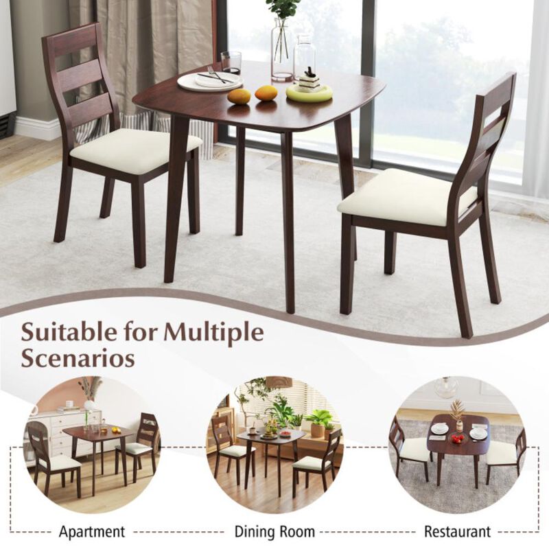 Hivvago 3-Piece Dining Table Set with Wooden Square Kitchen Table and 2 Chairs