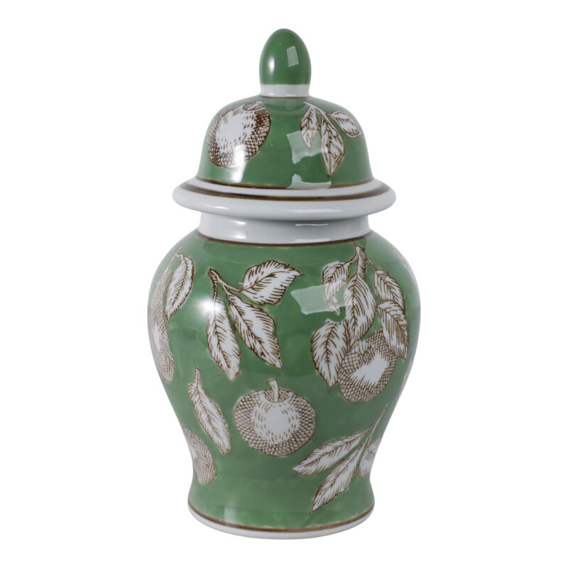 10x6" Pears & Twigs Temple Jar, Green/brown image number 2
