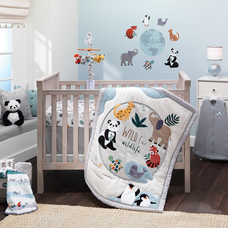 Lambs & Ivy Wild Life Musical Baby Nursery Crib Mobile - Protect the Animals