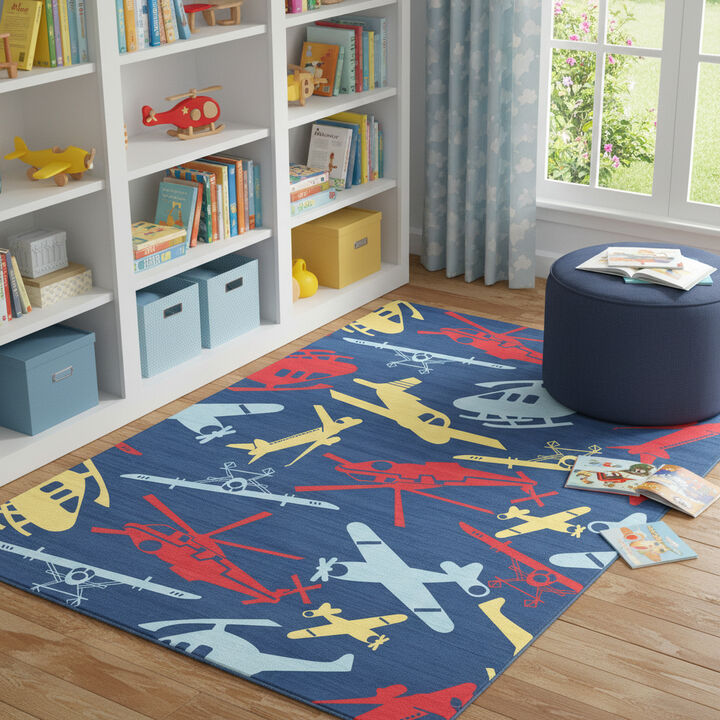 HomeRoots Helicopter Youthful Washable Area Rug