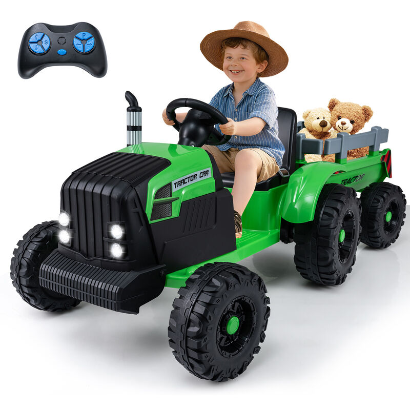 Kids 24V Ride On Tractor Electric Vehicle with Trailer and Remote Control image number 3
