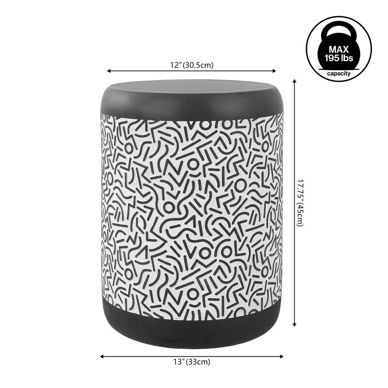 Indi Modern Bohemian Geometric Drum Garden Stool