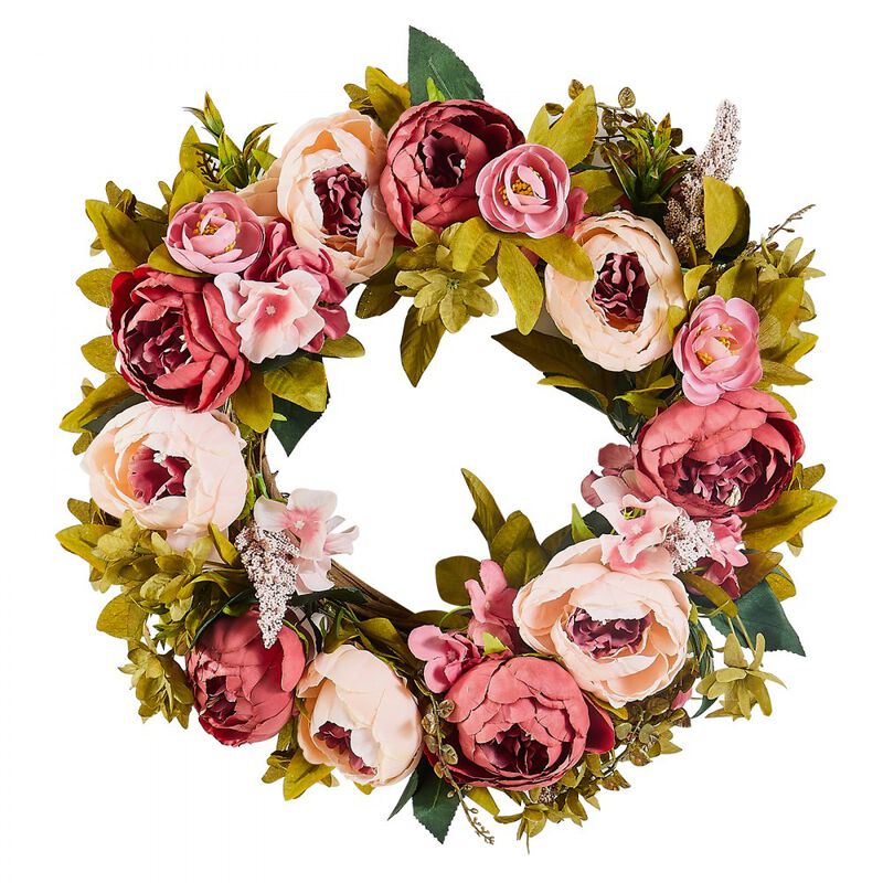 Artificial Decorative Wreath Peonies Hydrangeas Year Round Wreath