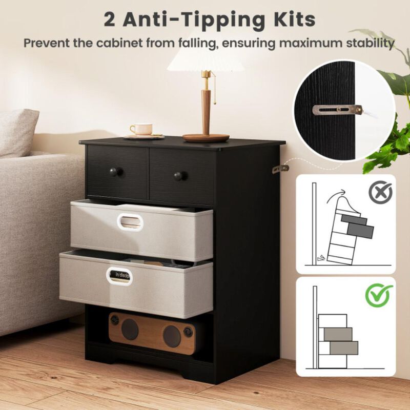 Hivvago 4-Drawer Dresser Modern Chest Storage Organizer with Open Shelves