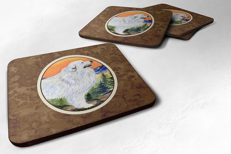 Caroline's Treasures SS8183FC Great Pyrenees Foam Coasters (Set of 4), 3.5 H x 3.5 W, Multicolor