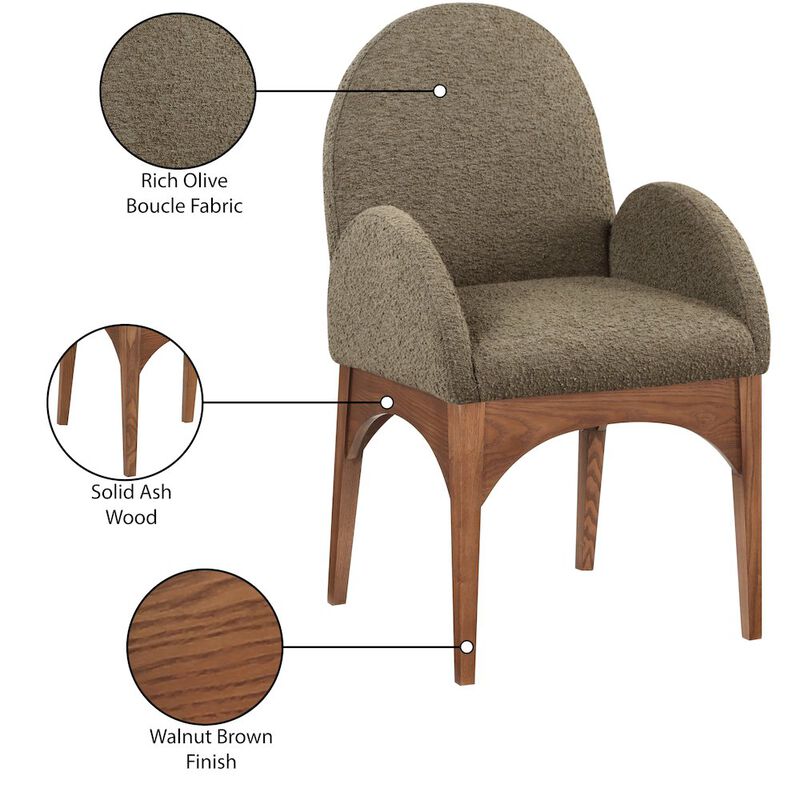 Meridian Furniture Waldorf Olive Boucle Fabric Dining Chair