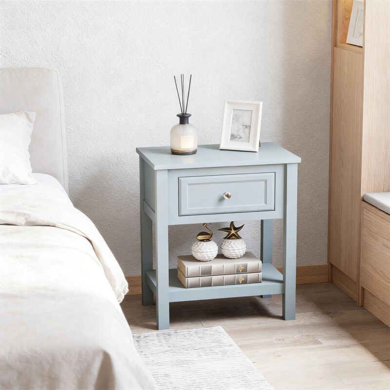 Modern Sofa Side Table with Storage Drawer and Shelf, Classic Accent Coffee Table for Living Room image number 1