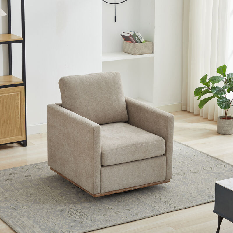 GOODSILO Square Swivel Accent Chair with 360-Degree Rotation and Plush Upholstery for Modern Living Spaces image number 3