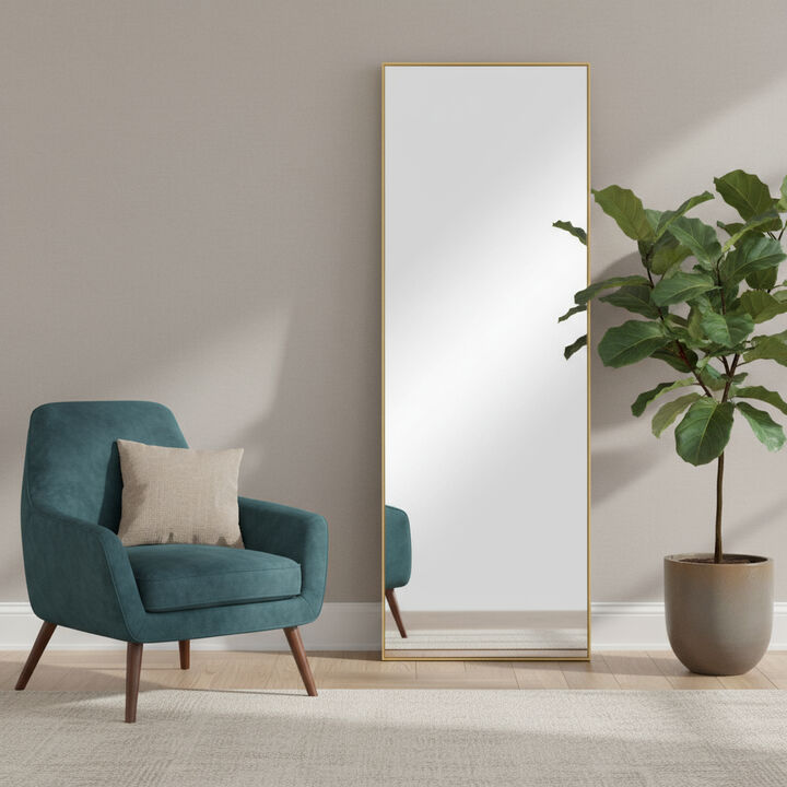 HomeRoots 71" Gold Metal Leaning Framed Full Length Mirror