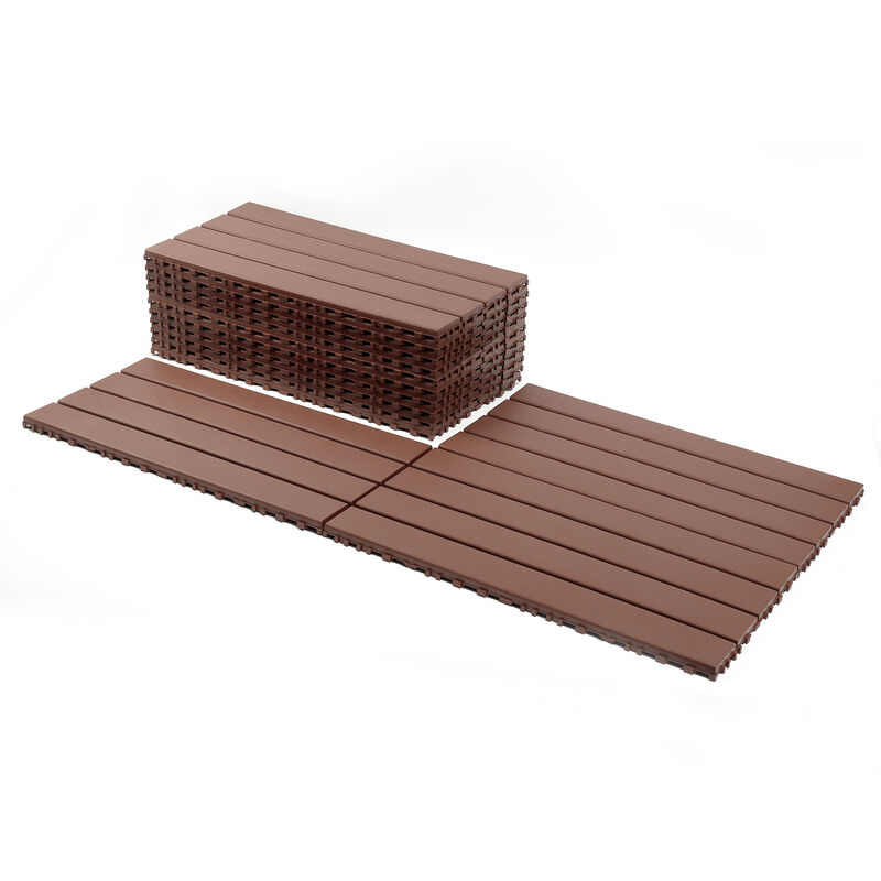 Plastic Interlocking Deck Tiles, 24 Pack Patio Flooring Waterproof Outdoor Indoor Flooring Deck Tiles, Patio Floor Decking Tiles image number 0