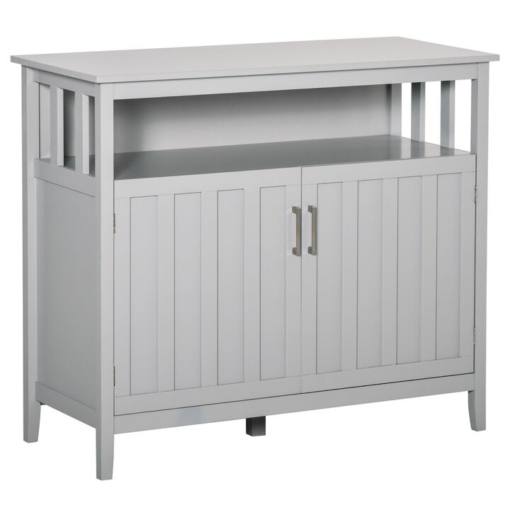 Gray Modern Storage: Ribbed Door Sideboard with Anti-Tip Feature