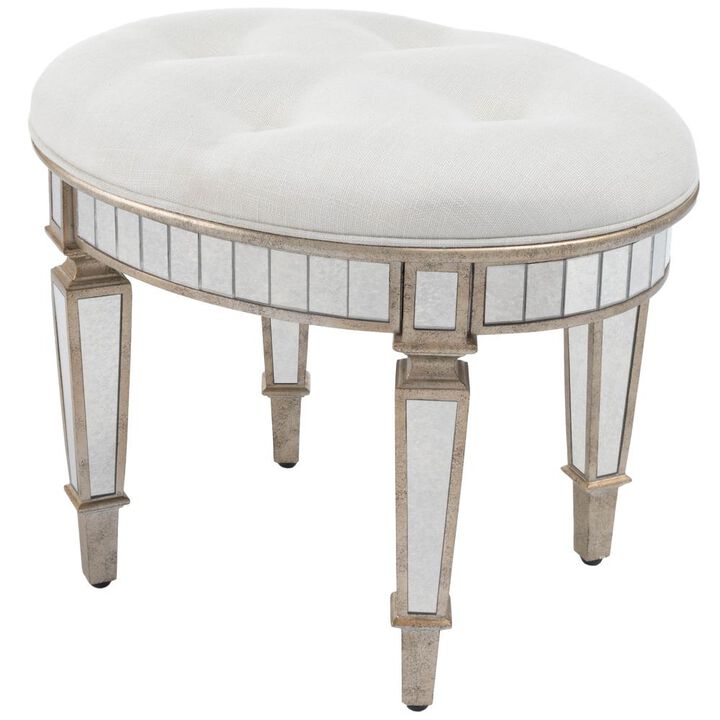 Butler Specialty Garbo Mirrored Vanity 24W Stool, Silver