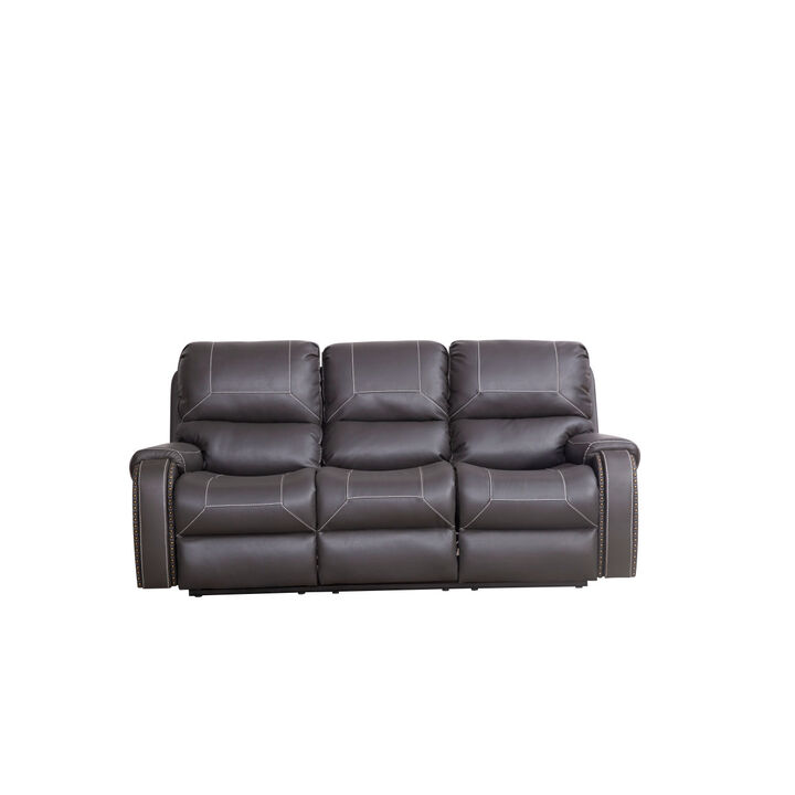 Faux Leather Reclining Sofa Couch 3 Seater Sofa for Living Room Grey